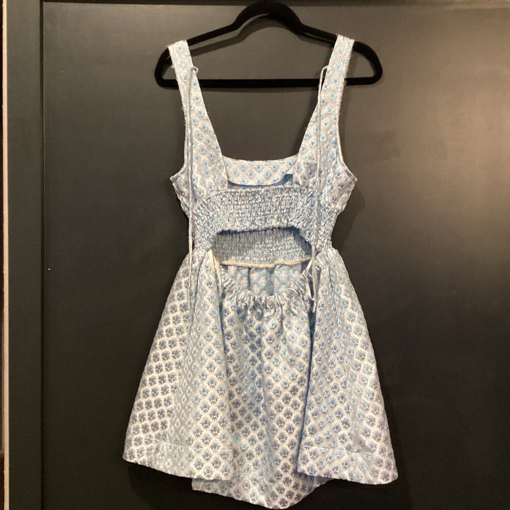 Hill House Home The Snowflake Brocade Cher sleeveless flare mini Dress L - Picture 3 of 8